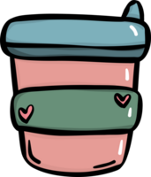 Cute Doodle coffee cup Back to School Planner Icon. Stationery Supplies hand drawing Illustration png