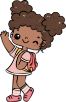 Cheerful Student black girl vibrant cartoon Doodle. Back to School kid. png