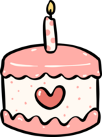 Cute Birthday cake outline doodle cartoon illustration png