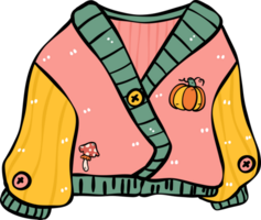 linda otoño garabatear, acogedor suéter en vibrante calor colores png