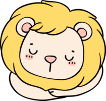cute baby lion sleeping cartoon doodle is a charming and innocent illustration of a playful cub. png