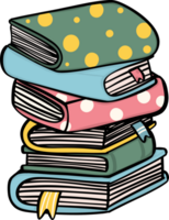 Cute doodle stack of books illustrations hand drawn cartoon drawing png