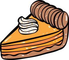 carino zucca Spezia torta cibo cartone animato scarabocchio schema illustrazione png