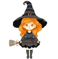 Halloween witch with broomstick png