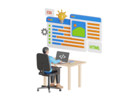 rede desenvolvimento e codificação. 3d ilustração do rede desenvolvimento para local na rede Internet e Móvel local na rede Internet. 3d ilustração png