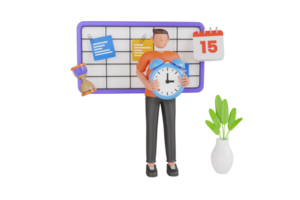 Planning strategy and time management 3d illustration. organizing work time and planning the date png