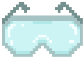 Isolated safety goggle in pixel art and transparent background png