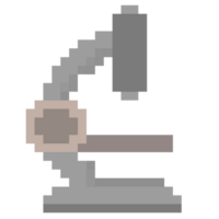 Isolated simple microscope for laboratory in pixel art png