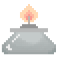 Isolated cute alcohol burner for laboratory in pixel art png