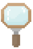 Isolated magnifier in pixel art and transparent background png