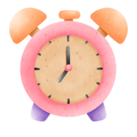 Isolated cute and colorful alarm clock in transparent background png