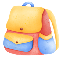Isolated cute and colorful backpack in transparent background png