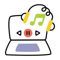 Trendy Laptop Music vector