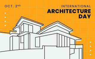 graphic of modern and stately home with grid background, World architecture day, october 2nd vector