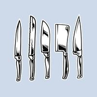 Vector illustration of knife set for butcher shop and kitchen theme.