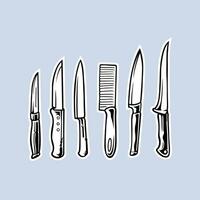 Vector illustration of knife set for butcher shop and kitchen theme.