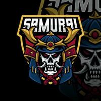 samurai cráneo cabeza logo diseño para mascota deporte o deporte juego de azar equipo vector
