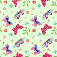 Vector pattern with cute butterflies and moths. Seamless butterflies pattern. Perfect for fabric, wallpaper, wrapping paper, invitation, crafts. Baby pattern on blue background. Vector illustration