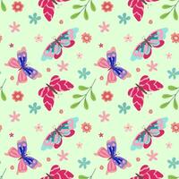 Vector pattern with cute butterflies and moths. Seamless butterflies pattern. Perfect for fabric, wallpaper, wrapping paper, invitation, crafts. Baby pattern on blue background. Vector illustration