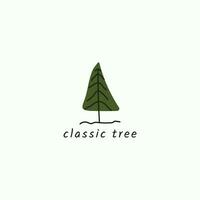 Green minimalistic tall tree logo. vector