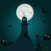 halloween night theme background with moon vector