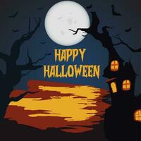halloween  template with full moon vector