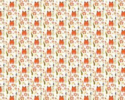 beautiful cat and flower pattern vector