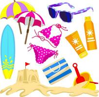 flat design summer clipart collections 02 vector