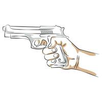 hand holding gun - vector illustrations
