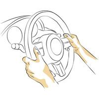 hand holding the steering wheel - sketch vector