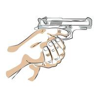 hand holding gun - vector illustrations