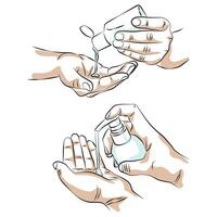 hand sketch using hand sanitizer vector