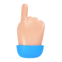 3d hand icon show push one finger forefinger counting illustration. Cartoon character. Business clip art isolated transparent png