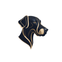 AI Generative Regal dog's head with a sleek and refined design. png