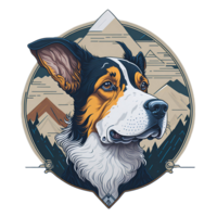 AI Generative Curious dog's head with perked-up ears, representing an adventurous spirit. png