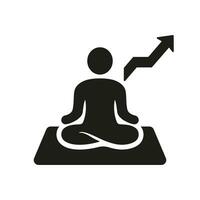 Balance, Meditation and Yoga Silhouette Icon. Flexible Person Meditate in Pose Lotus Solid Symbol. Harmony Glyph Pictogram. Development, Improve Body, Mind Grow Up Sign. Isolated Vector Illustration.