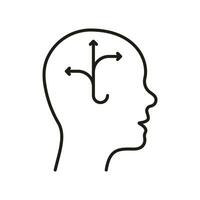 oportunidad línea icono. idea para carrera desarrollo en humano cabeza lineal pictograma. psicológico cognición contorno signo. intelectual proceso símbolo. editable ataque. aislado vector ilustración.
