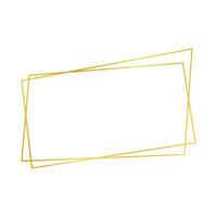 Gold geometric polygonal frame with shining effects isolated on white background. Empty glowing art deco backdrop. Vector illustration.