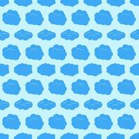 Seamless pattern with clouds on blue sky. Cute endless cloudscape. Vector illustration.