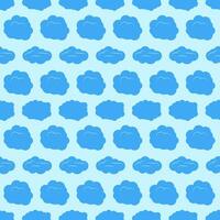 Seamless pattern with clouds on blue sky. Cute endless cloudscape. Vector illustration.