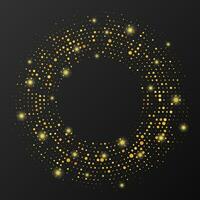 Abstract gold glowing halftone dotted background. Gold glitter pattern in circle form. Circle halftone dots. Vector illustration