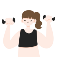 Girl body weight with dumbbell exercise in fitness png