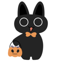 Black cat halloween monster cute cartoon png