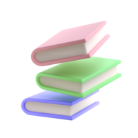 3D Stack of Closed Book falling down in air Icon. isolated transparent png. Render Educational Literature. Reading Education back to school concept png