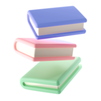 3D Stack of Closed Book falling down in air Icon. isolated transparent png. Render Educational Literature. Reading Education back to school concept png