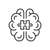 Jigsaw, Human Mind Concept. Puzzle and Brain Line Icon. Find Creative Solution, Problem Solving Linear Pictogram. Idea, Memory, Education Outline Sign. Editable Stroke. Isolated Vector Illustration.