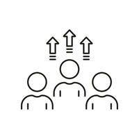 Team Growth Up Line Icon. Progress in Business, Career Success Linear Pictogram. Development in Stock Market Outline Symbol. Promotion Sign. Editable Stroke. Isolated Vector Illustration.