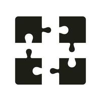 Square Puzzle Challenge, Game, Idea, Teamwork Glyph Pictogram. Jigsaw Pieces Match Silhouette Icon. Combination and Logic Solution Solid Sign. Isolated Vector Illustration.