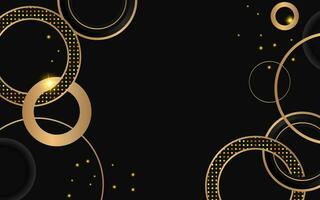 Black backgrounds with circle frames and golden pattern vector