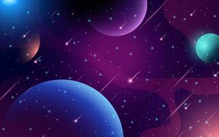 Realistic galaxy background with colorful planets vector